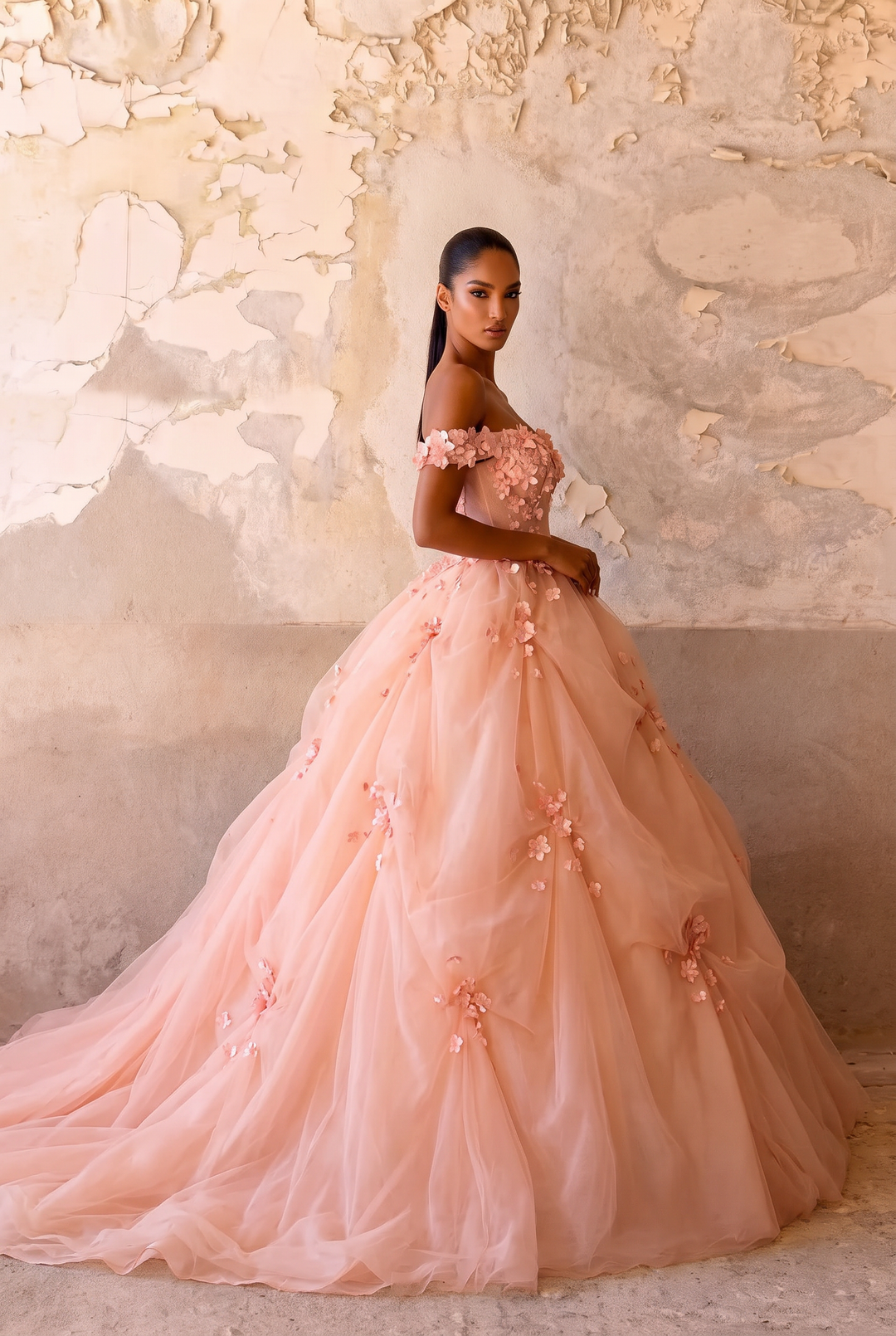 Pink Floral Ball Gown - Tiered Ball Gown - Fairy Inspired Wedding Dress - Corset Tulle Dress with Layered Ruffle Skirt Plus Size