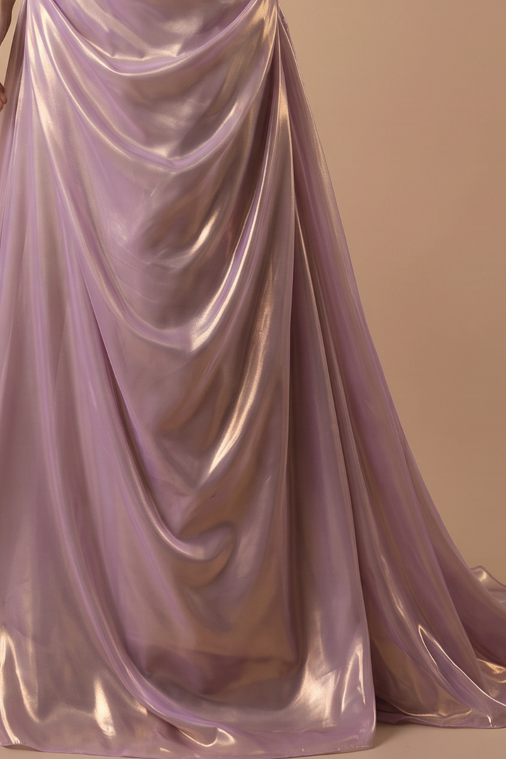 Purple Mermaid Evening Gown with Glitter Accents – Strapless Glitter Dress with Elegant Draping – Purple Evening Dress with Corset Back Plus Size