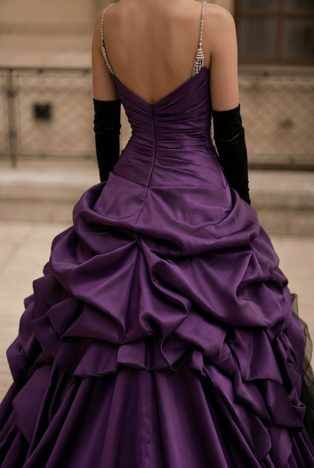 wedding dresses dark purple Unique Strapless Beaded Gothic Black and Purple Wedding Dress – WonderlandByLilian