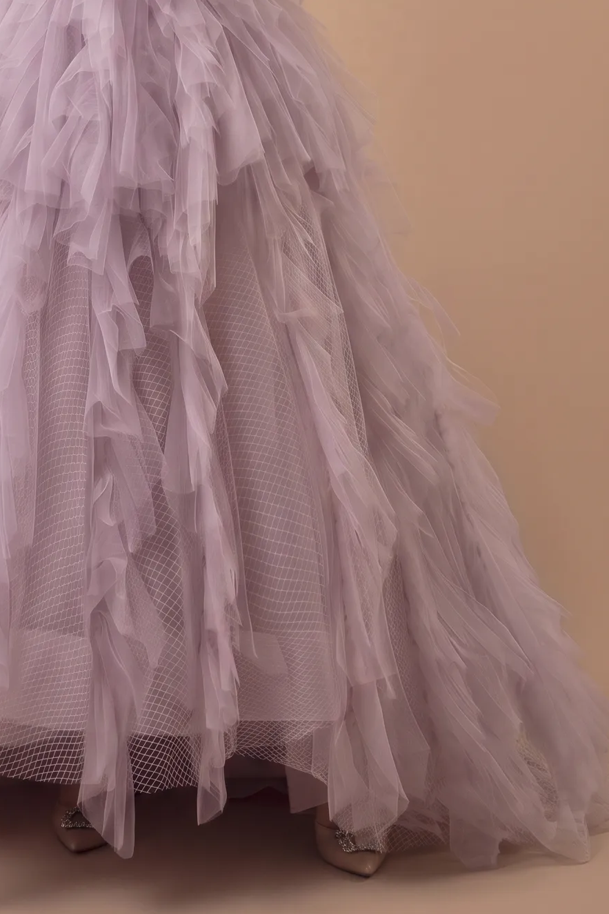 Purple Tulle Party Dress with Spaghetti Strap - Purple Corset Back Wedding Dress Plus Size