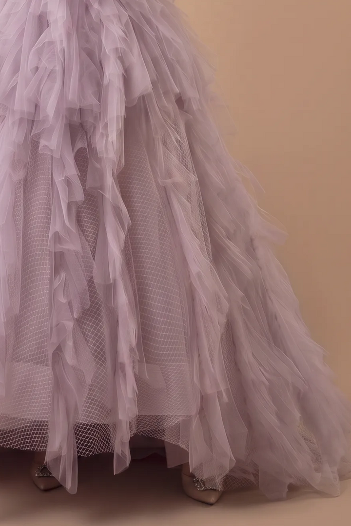 Purple Tulle Party Dress with Spaghetti Strap - Purple Corset Back Wedding Dress Plus Size