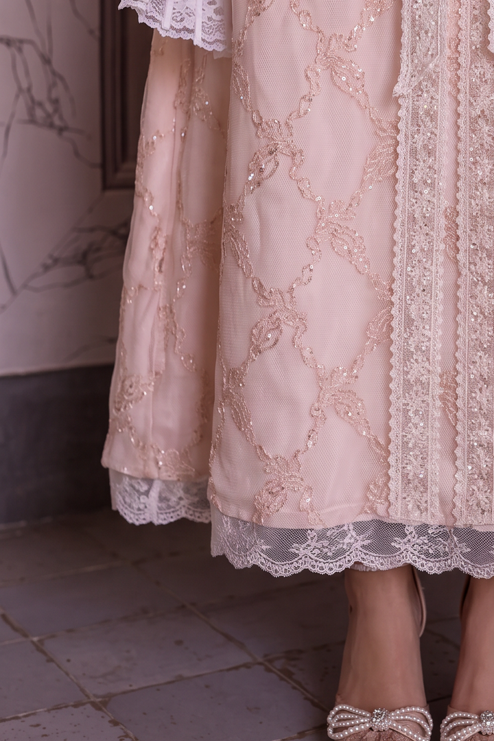 Regency Era Pink Empire Waist Dress with Lace Trim and Ribbon Details – Bridgerton Inspired Vintage Gown Plus Size