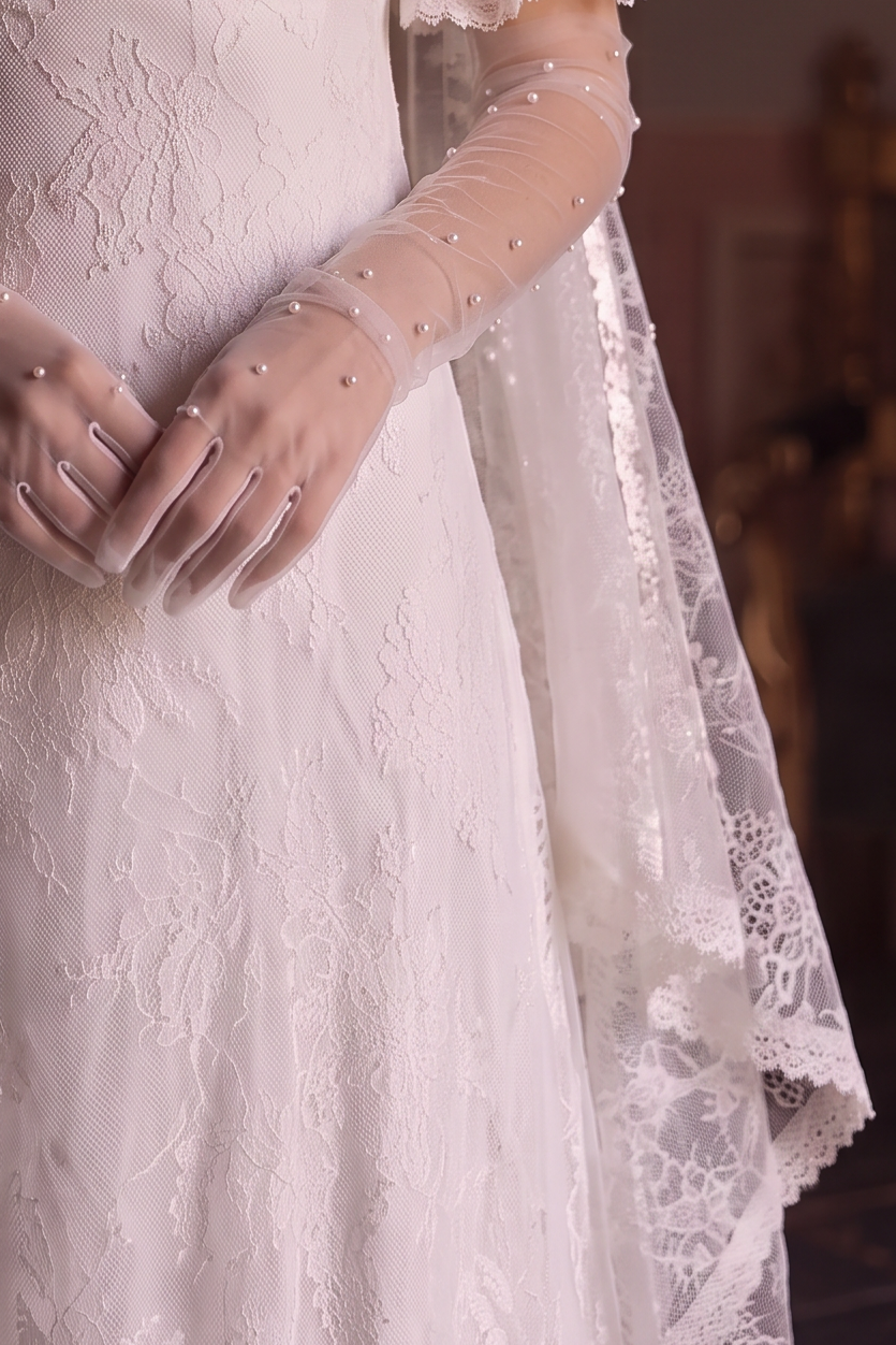 Regency Era White Empire Waist Lace Gown with Puff Sleeves and Embroidered Tulle Train – Bridgerton Inspired Wedding Dress Plus Size