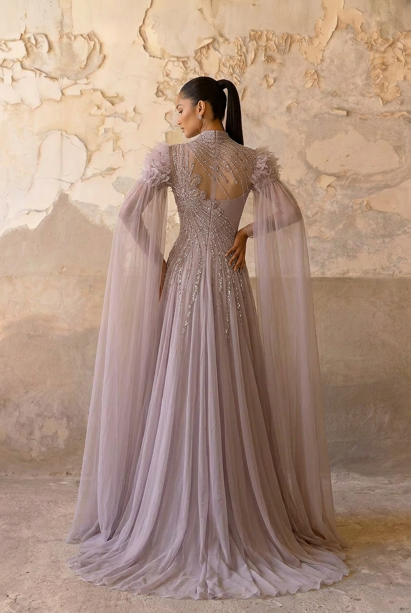 Rose Pink Sequin Evening Gown - Sequin and Feather Dress – Embellished Gown with Feather Shoulders Plus Size