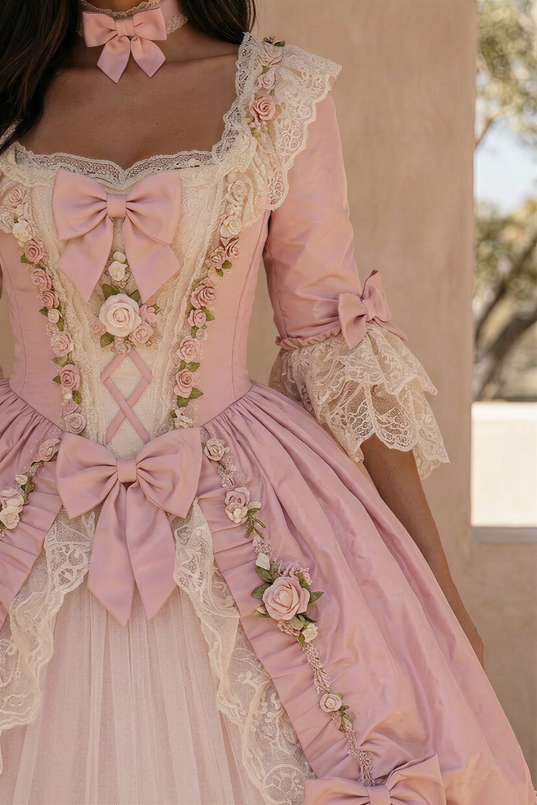 Rose de Versailles – Pink Rococo Ball Gown Marie Antoinette Dress Floral Baroque Fairy Princess Gown Plus Size