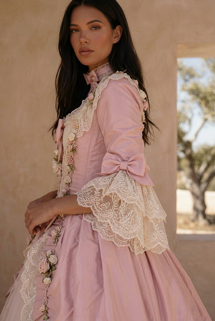 Rose de Versailles – Pink Rococo Ball Gown Marie Antoinette Dress Floral Baroque Fairy Princess Gown Plus Size