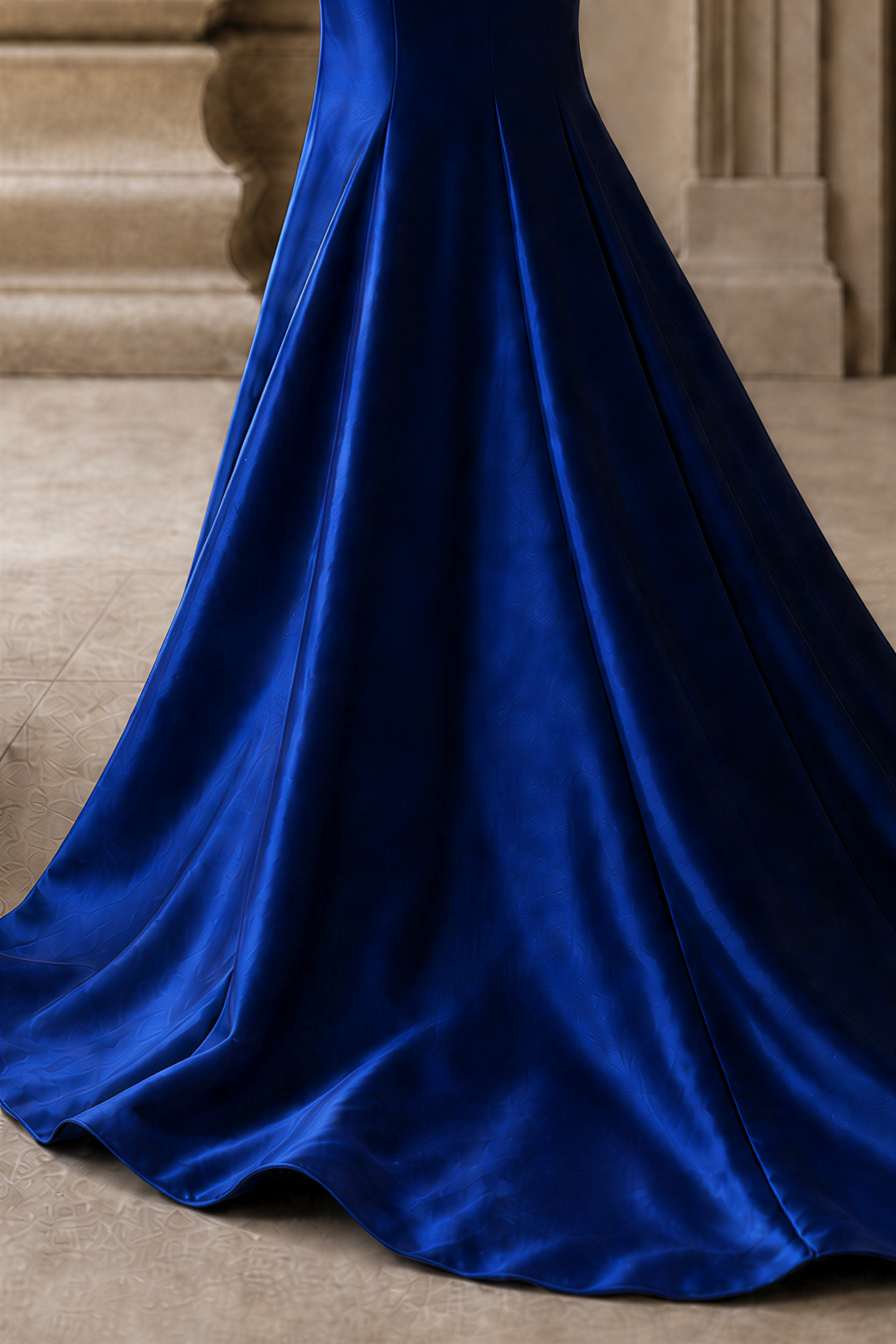 Royal Blue Satin Mermaid Gown with Sculpted Off Shoulder Corset Bodice Luxury Regal Evening Dress Couture Formal Gown Plus Size