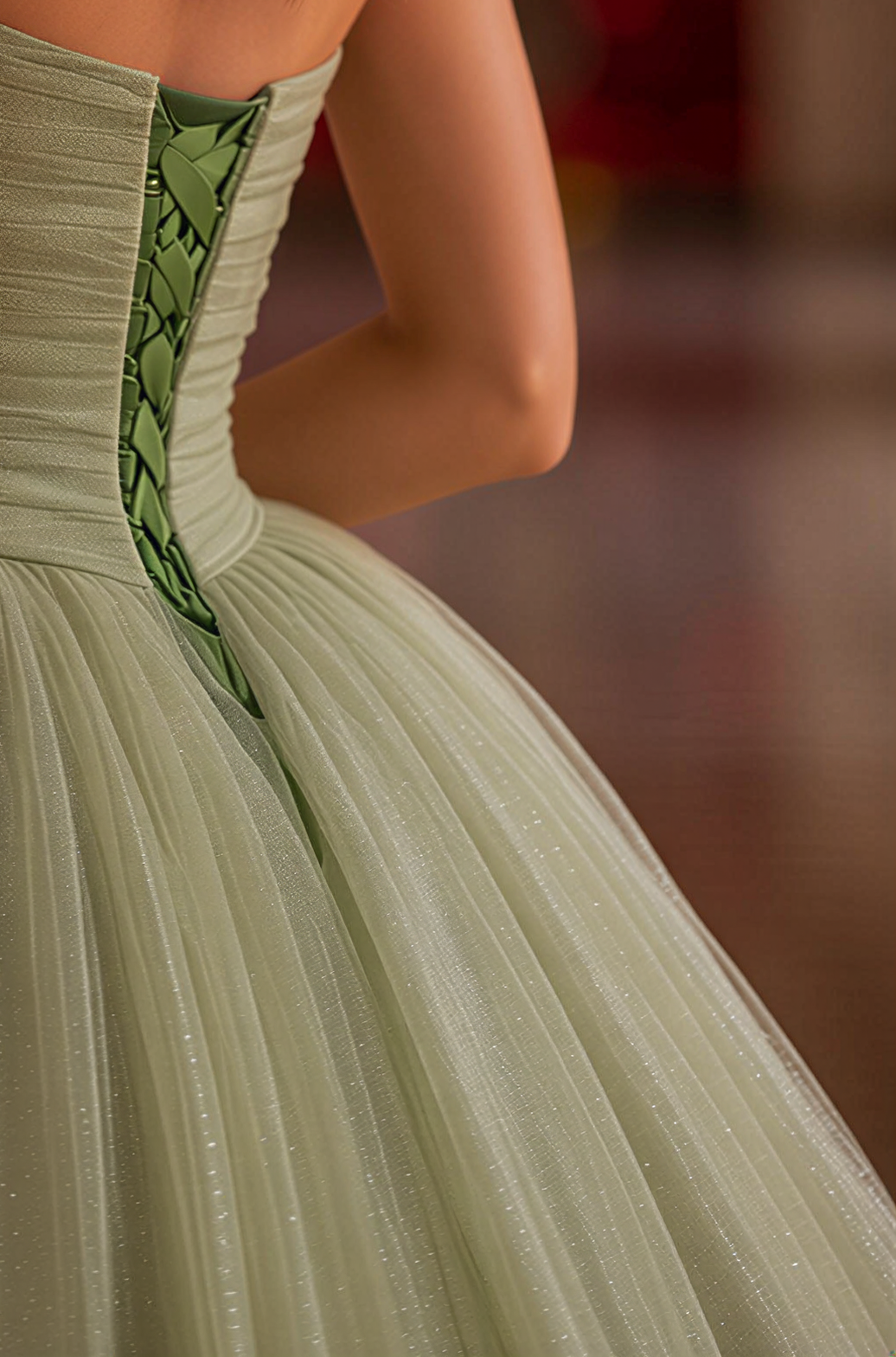 Sage Green Strapless Wedding Dress with Satin Bow Detail - Green Evening Dress Plus Size