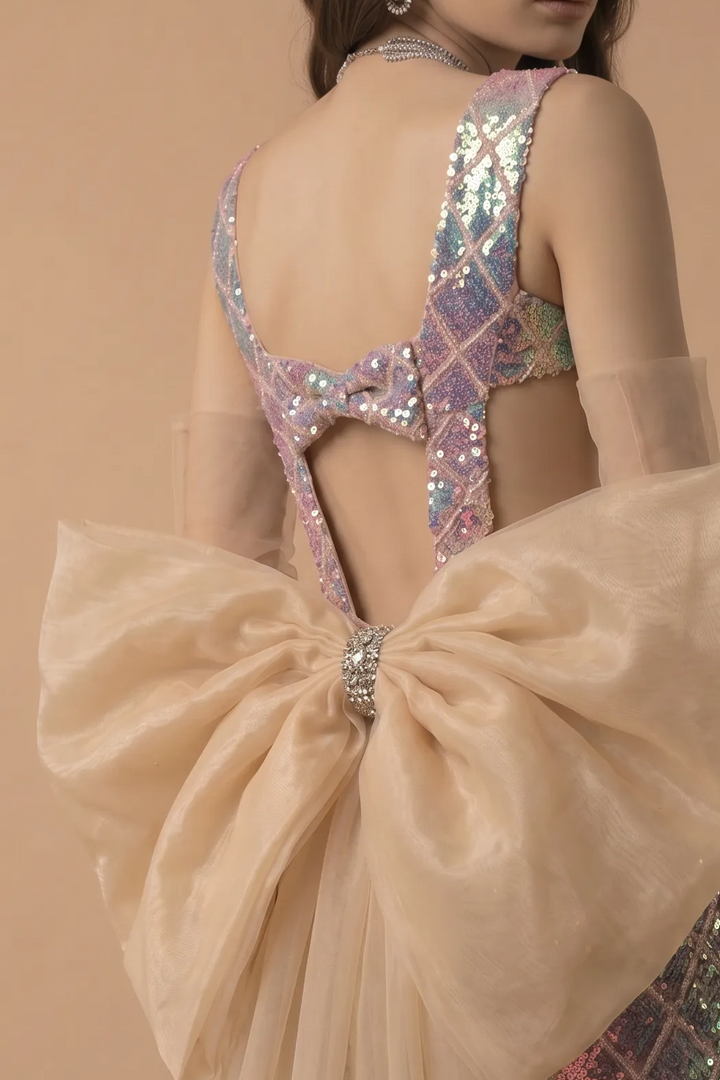 Sequins Mermaid Evening Dress With Bow Tie- Formal Dress Plus Size