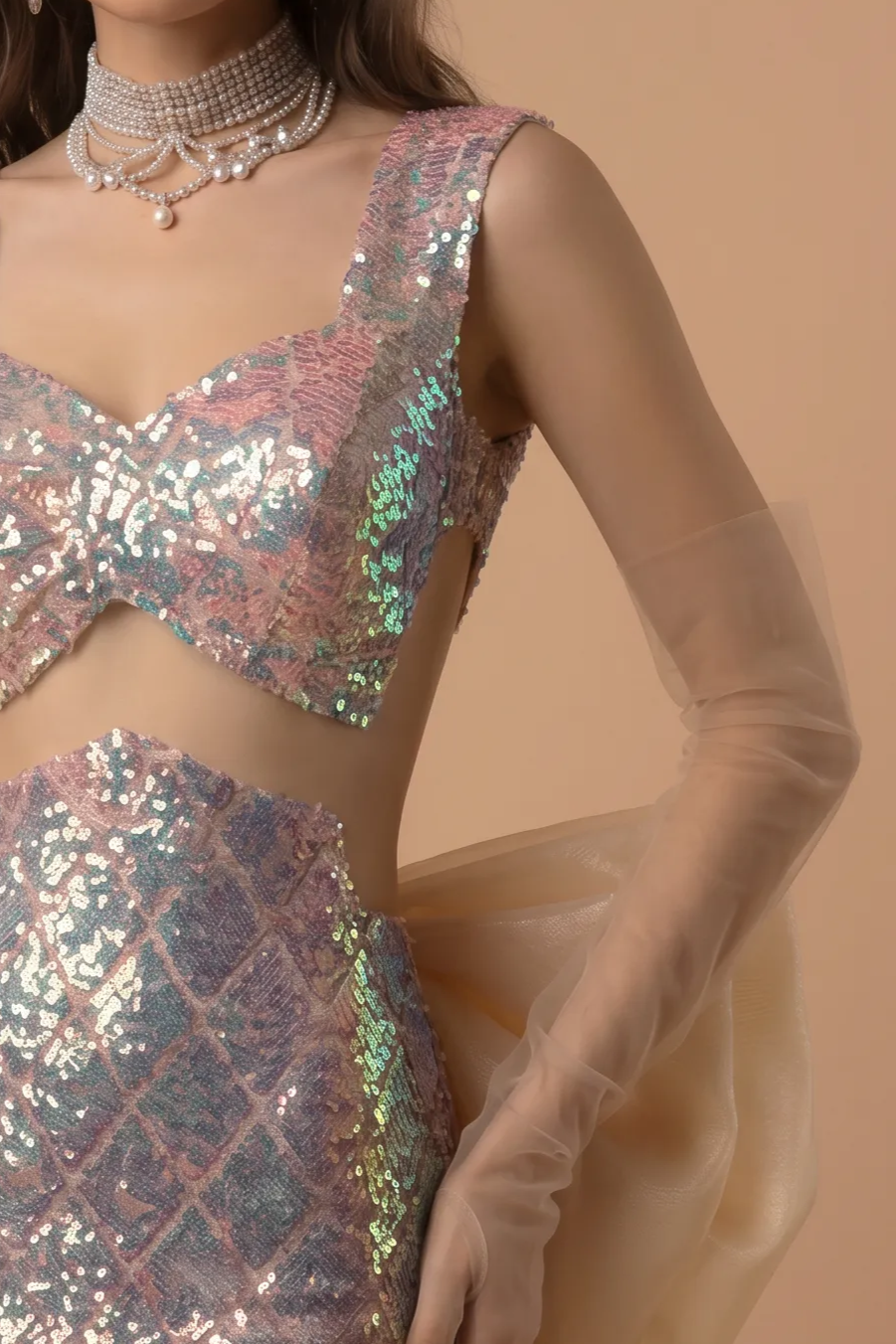 Sequins Mermaid Evening Dress With Bow Tie- Formal Dress Plus Size