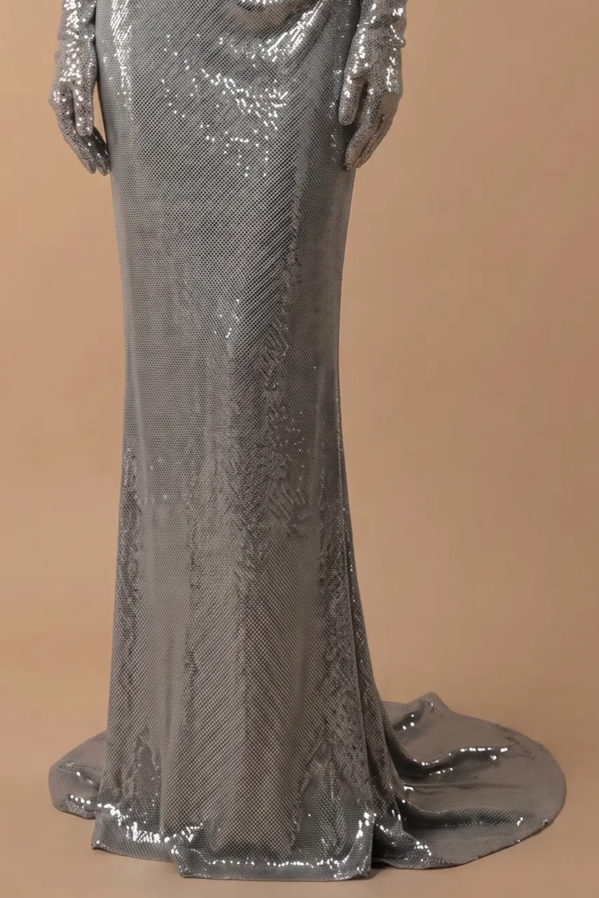 Silver Evening Gown with Corset Back - Mermaid Dress Evening Gown - Sequin Evening Gown and Strapless Evening Gown Plus Size