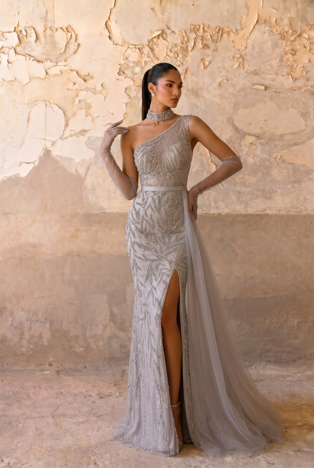 silver convertible dress Silver Goddess Convertible Dress - Long Multiway Dress