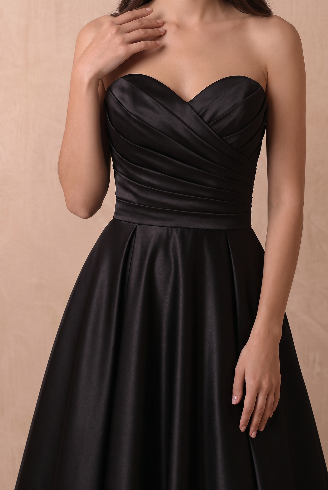 Simple Gothic Black Satin Wedding Ball Gown – Strapless Sweetheart A-Line Bridal Dress with Lace-Up Back Plus Size