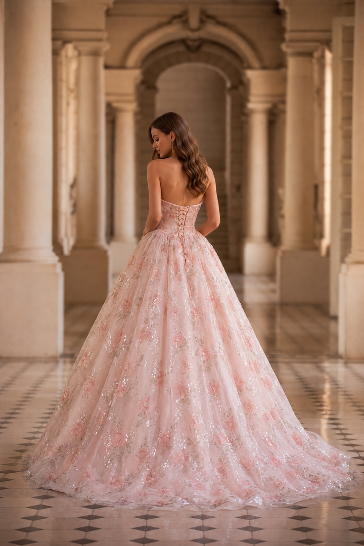 pink floral wedding dress Blush A-line Sweetheart MW761 a masterpiece designed for the most magical day Rosa