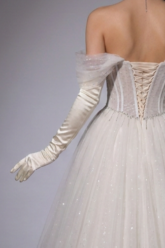 Sparkly Tulle Ball Gown Wedding Dress with Beaded Corset Bodice & Sweetheart Neckline Plus Size