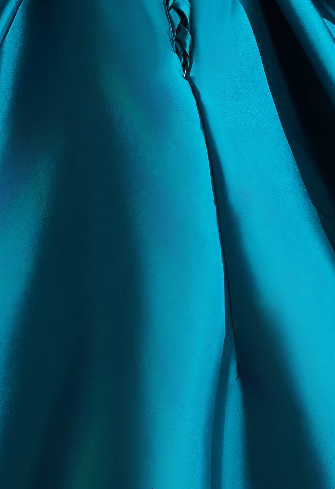 Teal Satin Ball Gown with Off Shoulder Draped Bodice Elegant Princess Evening Dress Regal Minimalist Couture Formal Gown Plus Size