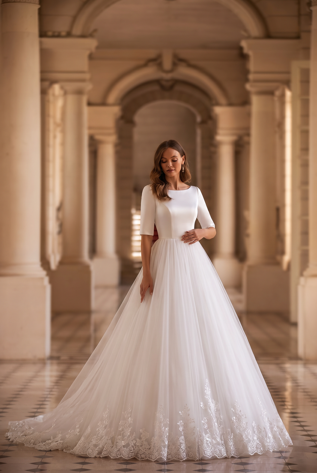 modest satin wedding dresses Modest Satin A-line Strapless Wedding Dresses, MW1081