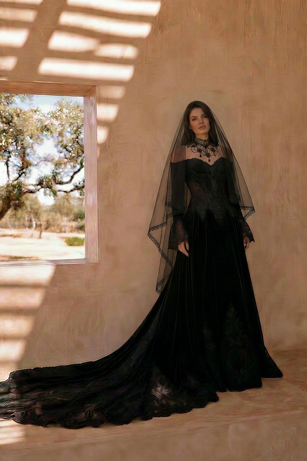 White Modest Lace Wedding Dress - Vintage Victorian Wedding Dress Size 18W / No Veil / Black White Modest Lace Wedding Dress - Vintage Victorian Wedding Dress Size 18W / No Veil / Black