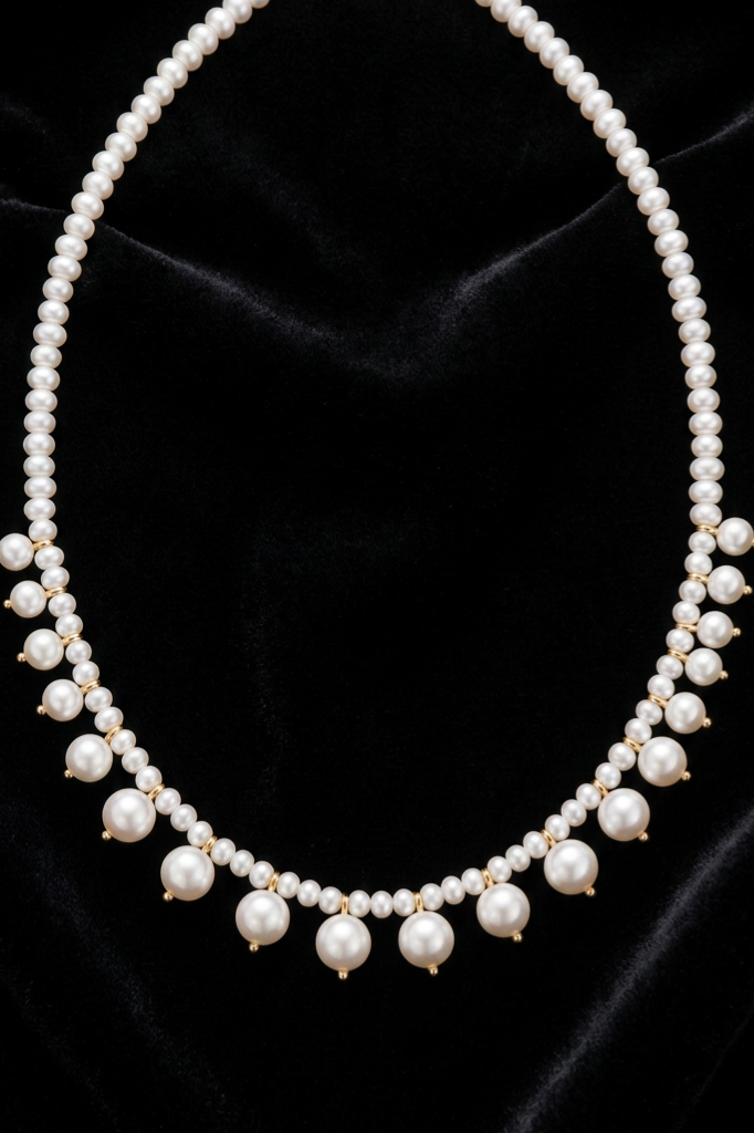 Victorian Pearl Fringe Necklace Gothic Regency Era Bridal Choker Marie Antoinette Style