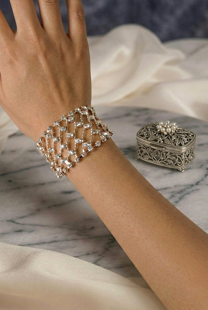 Vintage-Inspired Gold Crystal Bridal Cuff Bracelet –Handcrafted  Elegant Statement Wedding Jewelry