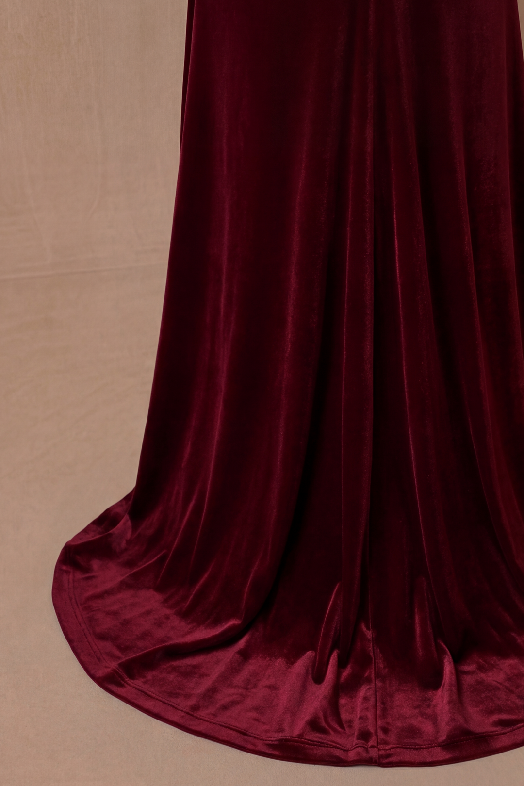 Vintage Inspired Off Shoulder Gothic Burgundy Beaded Velvet Formal Dress With High Slit - Plus Size