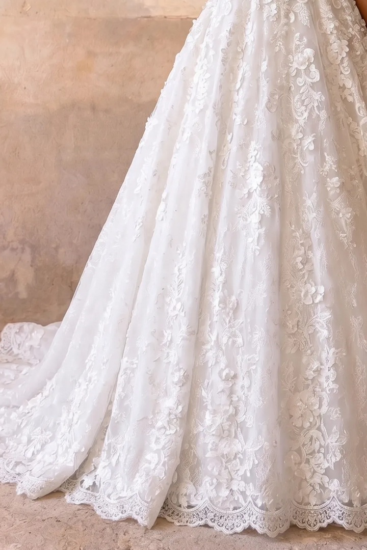Vintage Lace Classic Modest Lace Ball Gown Wedding Dress with Sleeves  Plus Size