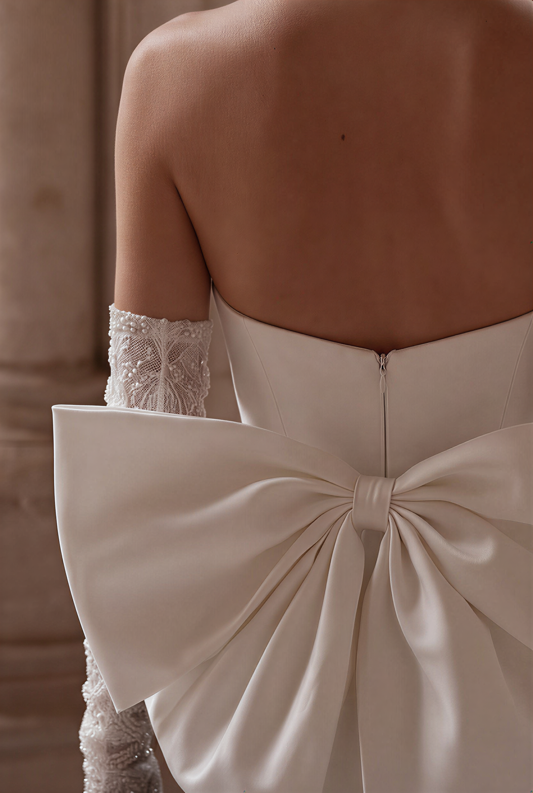 White And Black Simple Gothic Off Shoulder Formal Dress With Train With Bow Tie Plus Size