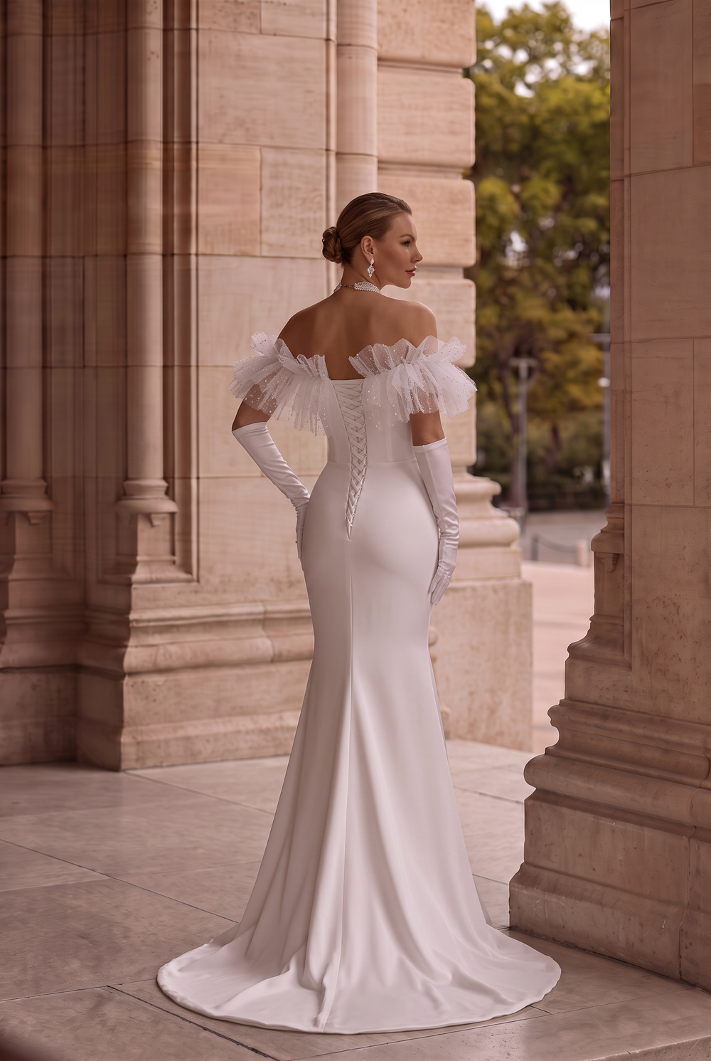 White Boho Style Ruffle Lace White Formal Dress
