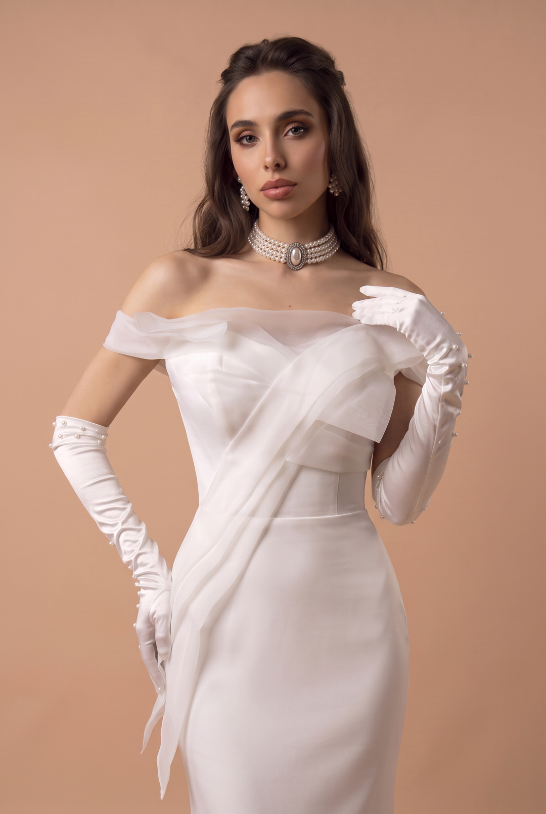 White Boho Style Satin Mermaid Wedding Dress - Plus Size