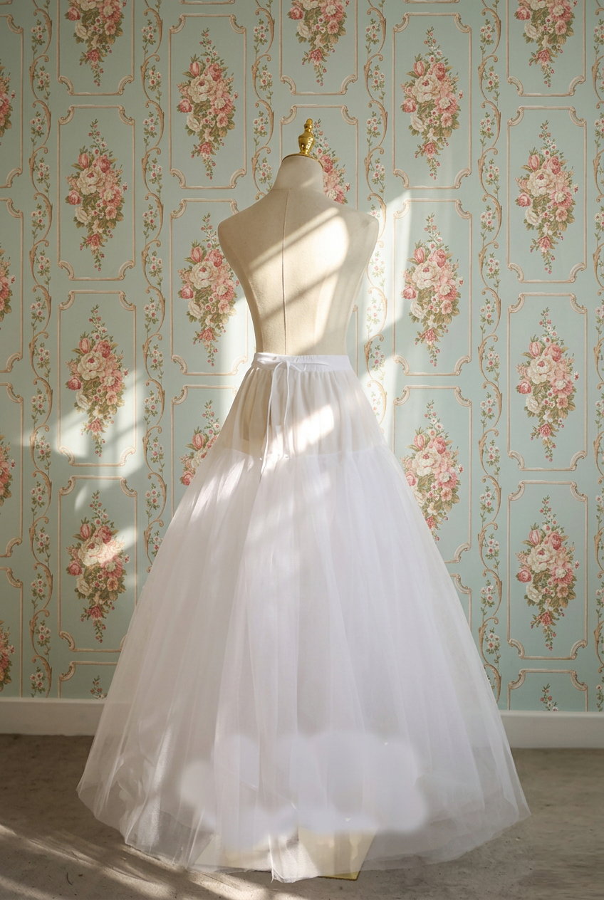 White Layered Tulle Wedding Petticoat Floor Length Bridal Underskirt A   WonderlandByLilian