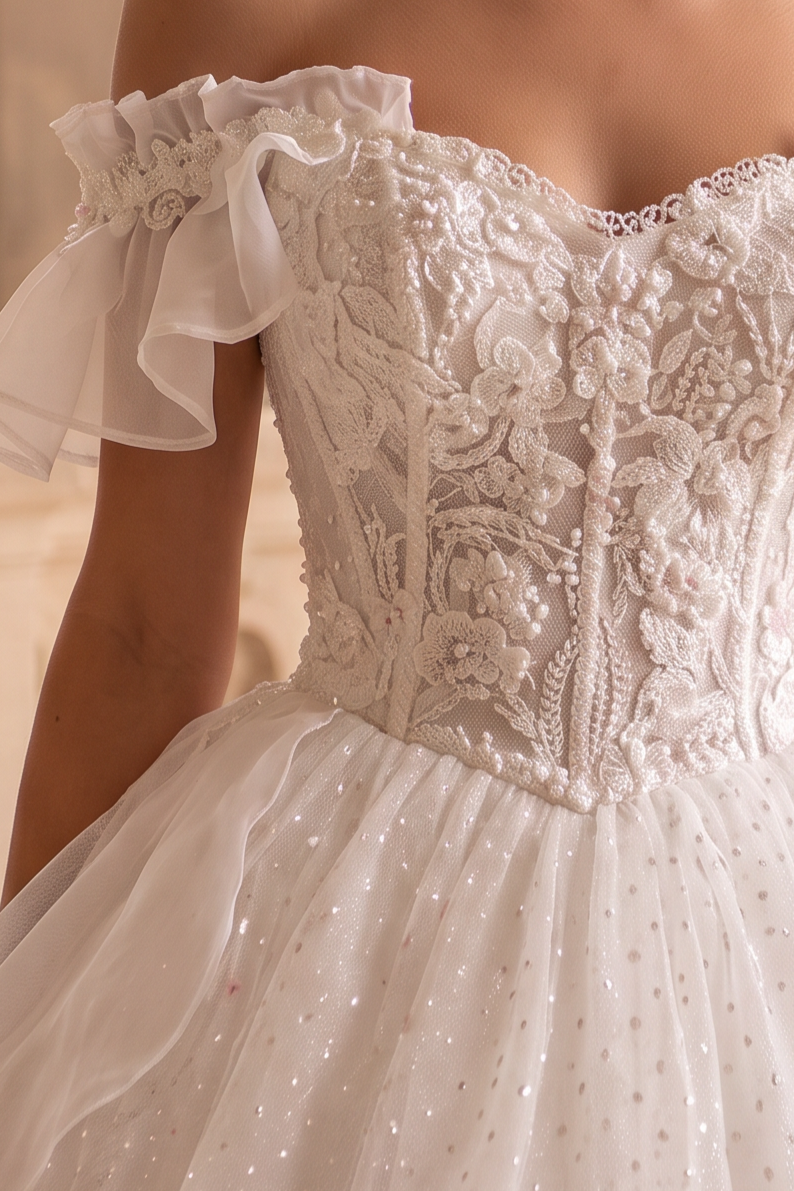 White Lolita Dress with Off-Shoulder - Short Evening Dress with Layered Ruffles – Lace Lolita Dress Plus Size