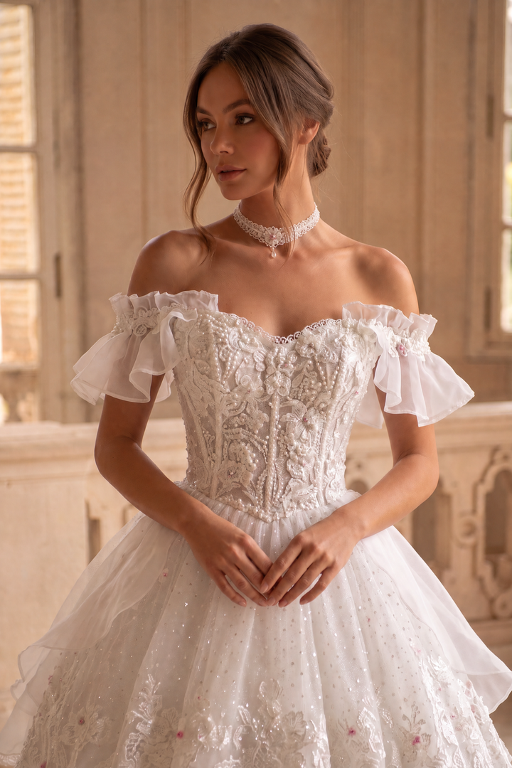 White Lolita Dress with Off-Shoulder - Short Evening Dress with Layered Ruffles – Lace Lolita Dress Plus Size