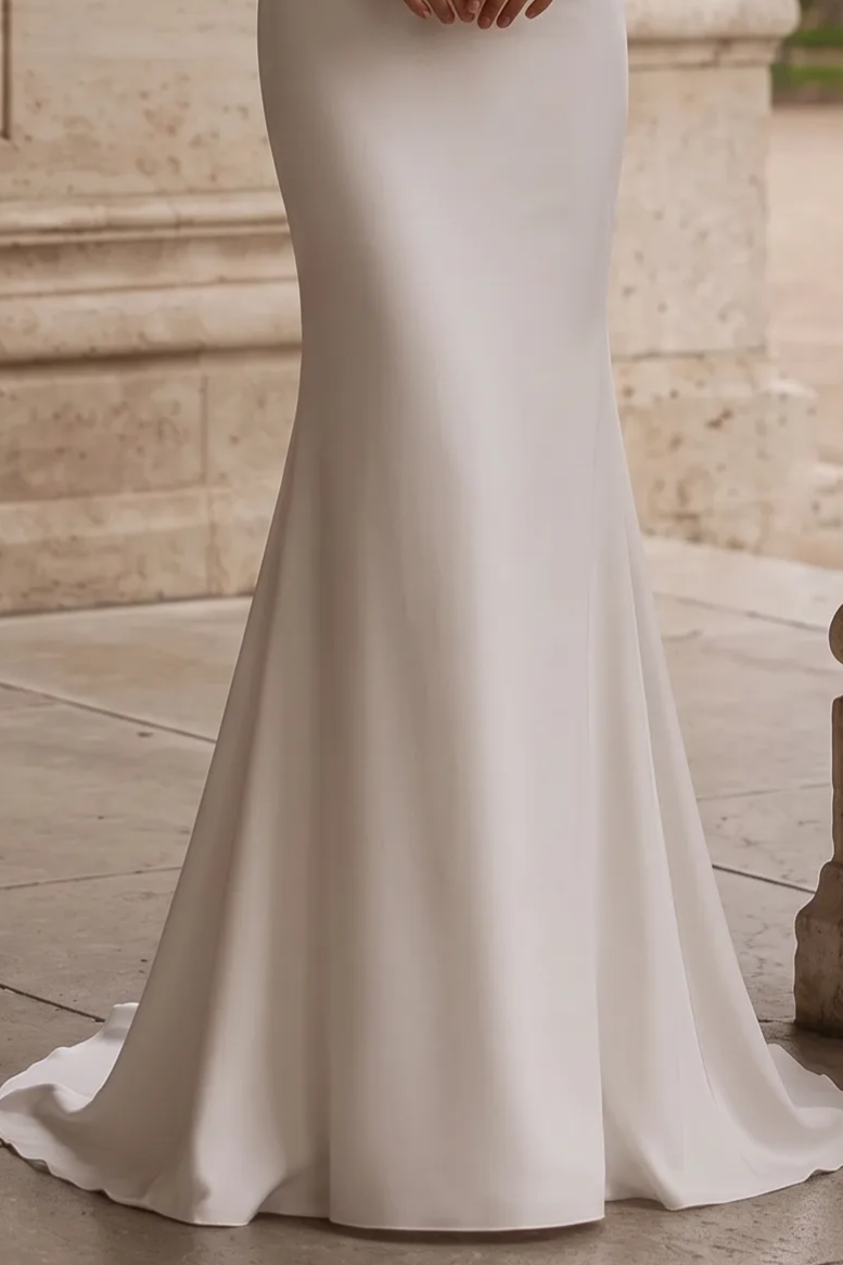 White V-neck Long Sleeve Backless Evening Dress -  Formal Dress With Crystal -  Plus Size