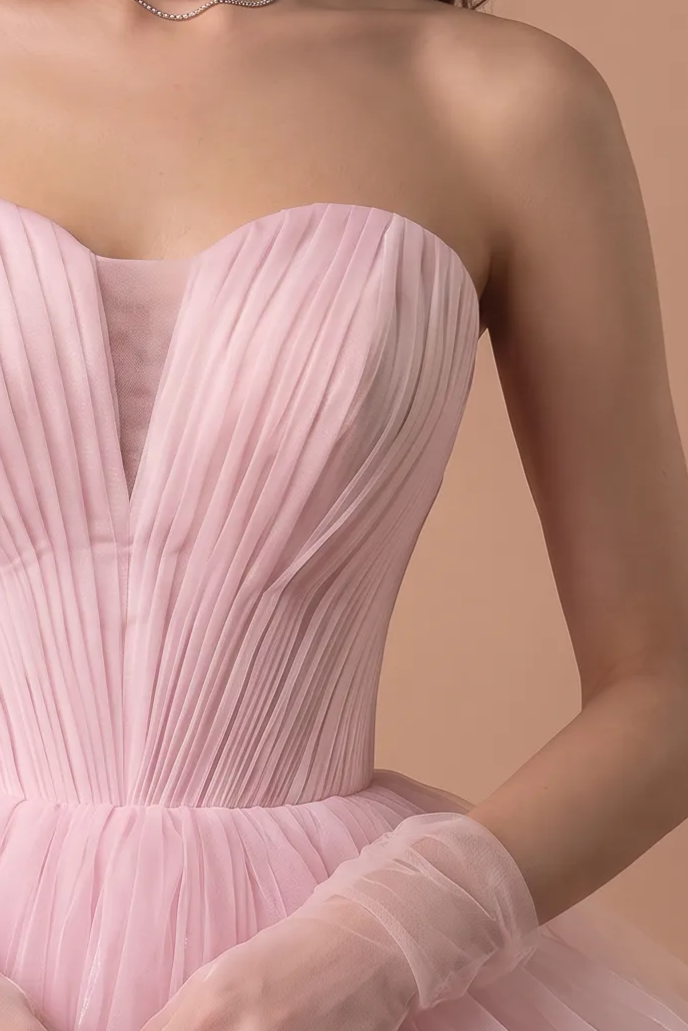 White and Pink Tiered Tulle Evening Dress - Pink Corset Back Tulle Wedding Dress Plus Size