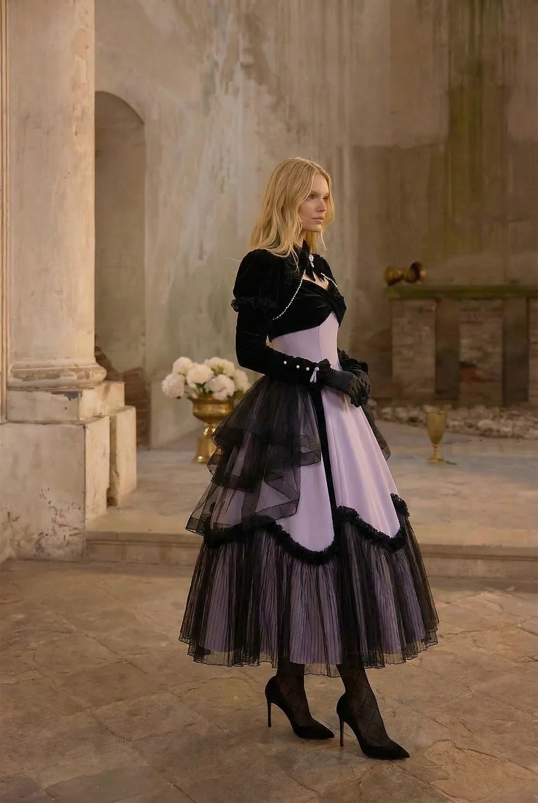 PURPLE LOLITA DRESS WITH CAPLE - CLASSIC LOLITA GOTHIC BALL GOWN - PLUS SIZE