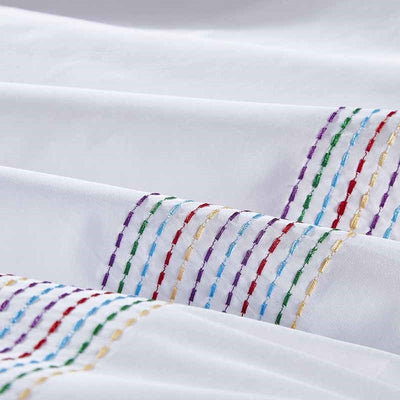 Abyad Hotel Rainbow Stitch Egyptian Cotton Bedding Set - WonderlandByLilian