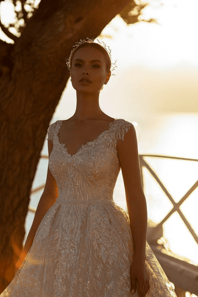 Aline Ball Gown Wedding Dress - Sequin Ball Gown Wedding Dress - Lace Corset Back Wedding Dress Plus Size - WonderlandByLilian