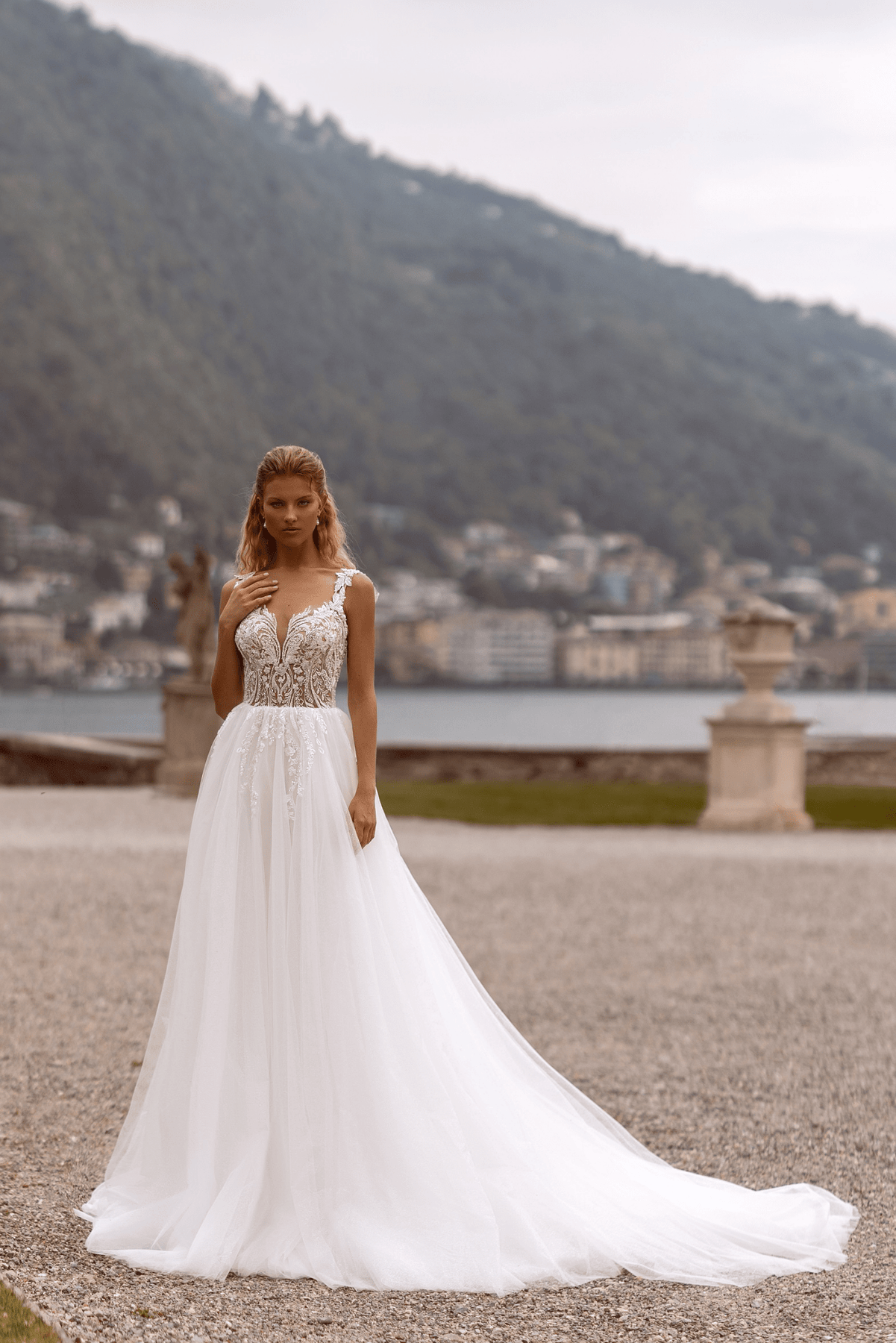 Aline Ball Gown Wedding Dress - Open Back Strap Wedding Dress