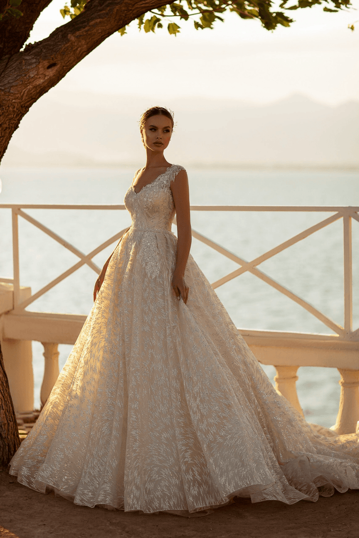 Aline Ball Gown Wedding Dress - Sequin Ball Gown Wedding Dress - Lace Corset Back Wedding Dress Plus Size - WonderlandByLilian