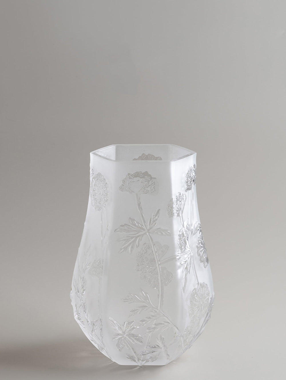 Antique French Handmade White Frosted Crystal Blown Glass Vases with Floral Relief Design - WonderlandByLilian