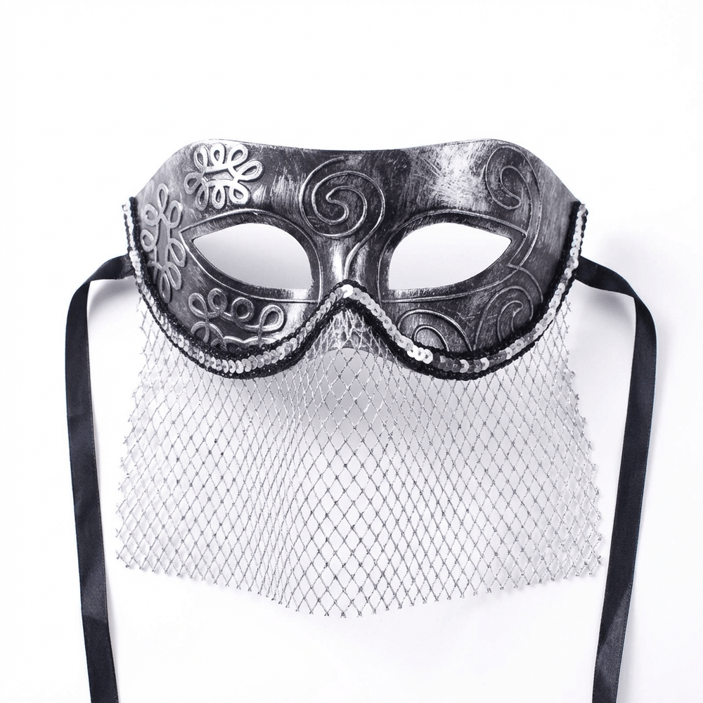Argent Veil – Silver Masquerade Mask - WonderlandByLilian