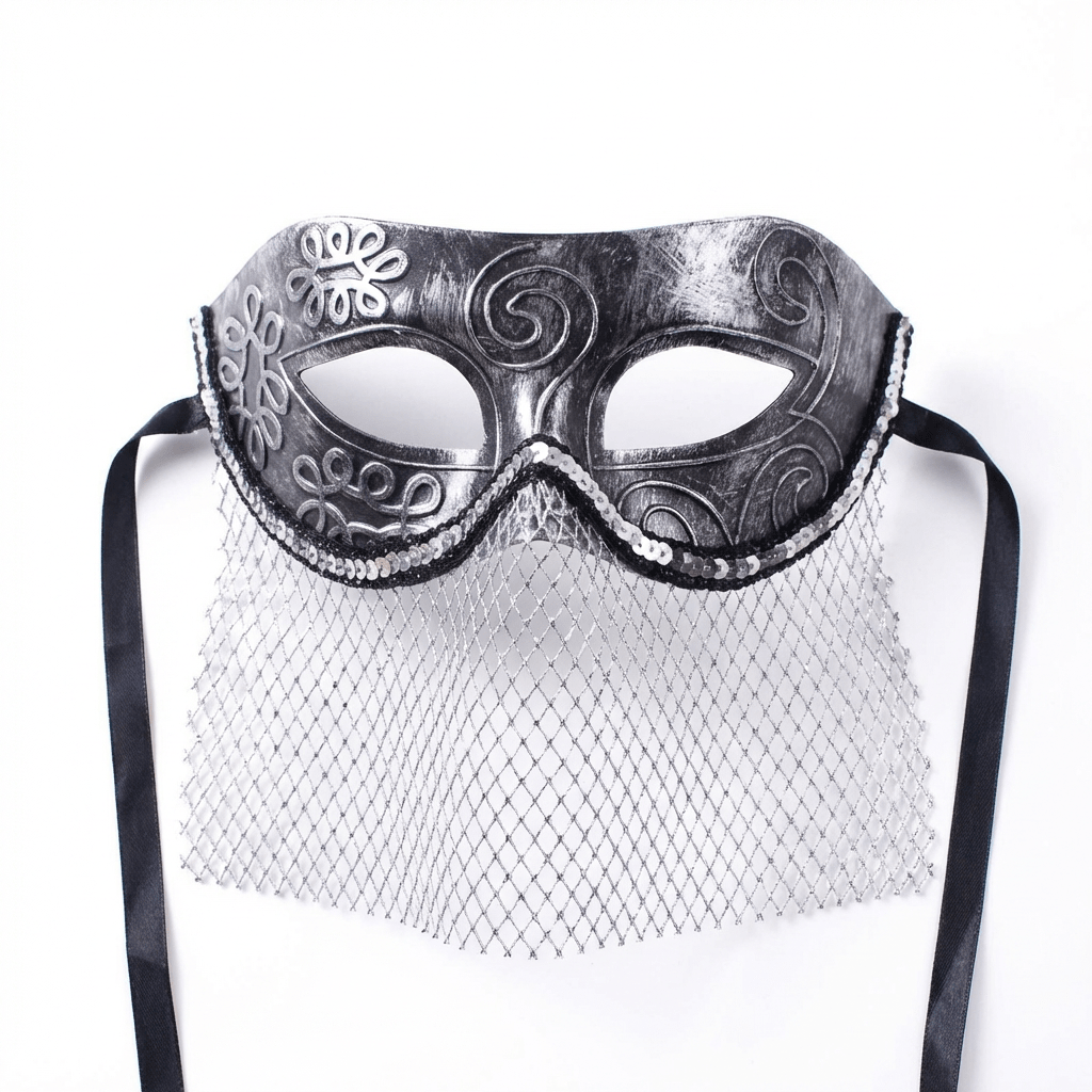 Argent Veil – Silver Masquerade Mask - WonderlandByLilian