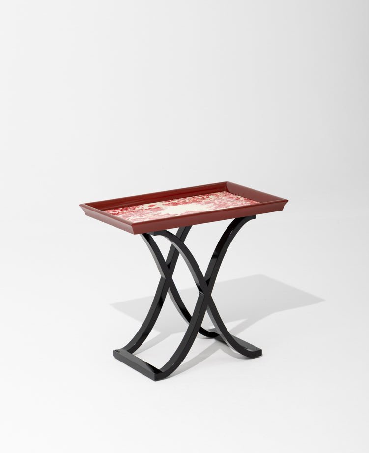 Art Deco Handmade Wooden Side Table with Dior Eden Toile Jungle Motif in Limited Edition Design - WonderlandByLilian