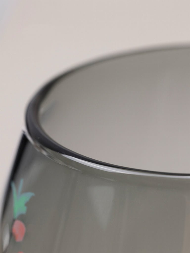 Art Deco Italian Hand - Painted Transparent Blown Glass Vase with Ink - Style Design - WonderlandByLilian