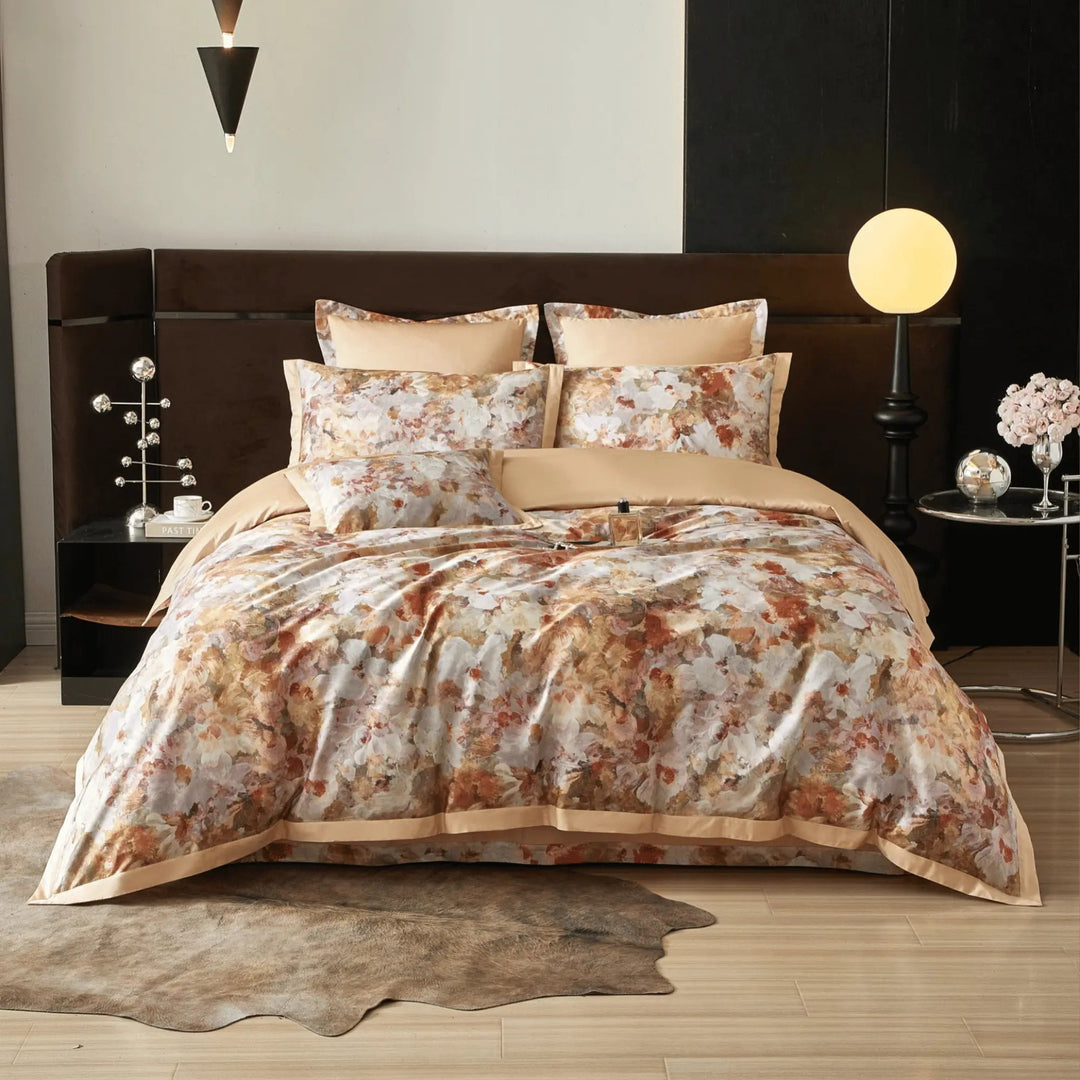 AUTUMN BLOSSOM 1000 THREAD COUNT DUVET COVER & SHAMS - WonderlandByLilian