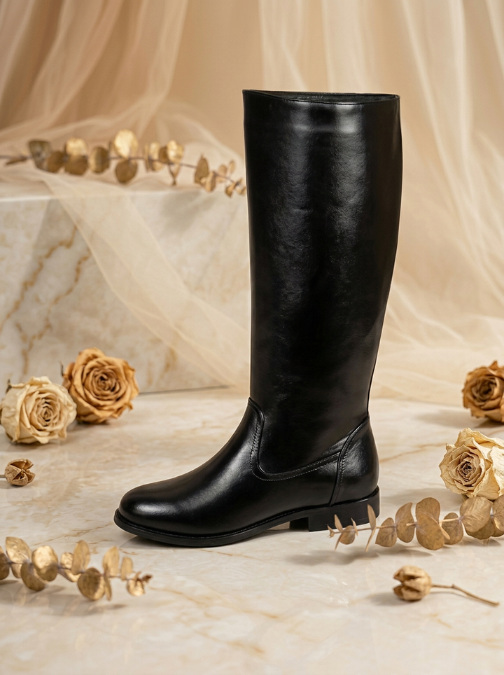 Handmade Regency Era Men Boots – Rococo Baroque Style with Bridgestone Leather and Round Toe