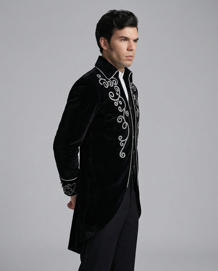 Gothic Palace Embroidered Black Regency Tailcoat Jacket for Men – Vintage Formal Ceremony Coat Tailor Made Plus Size