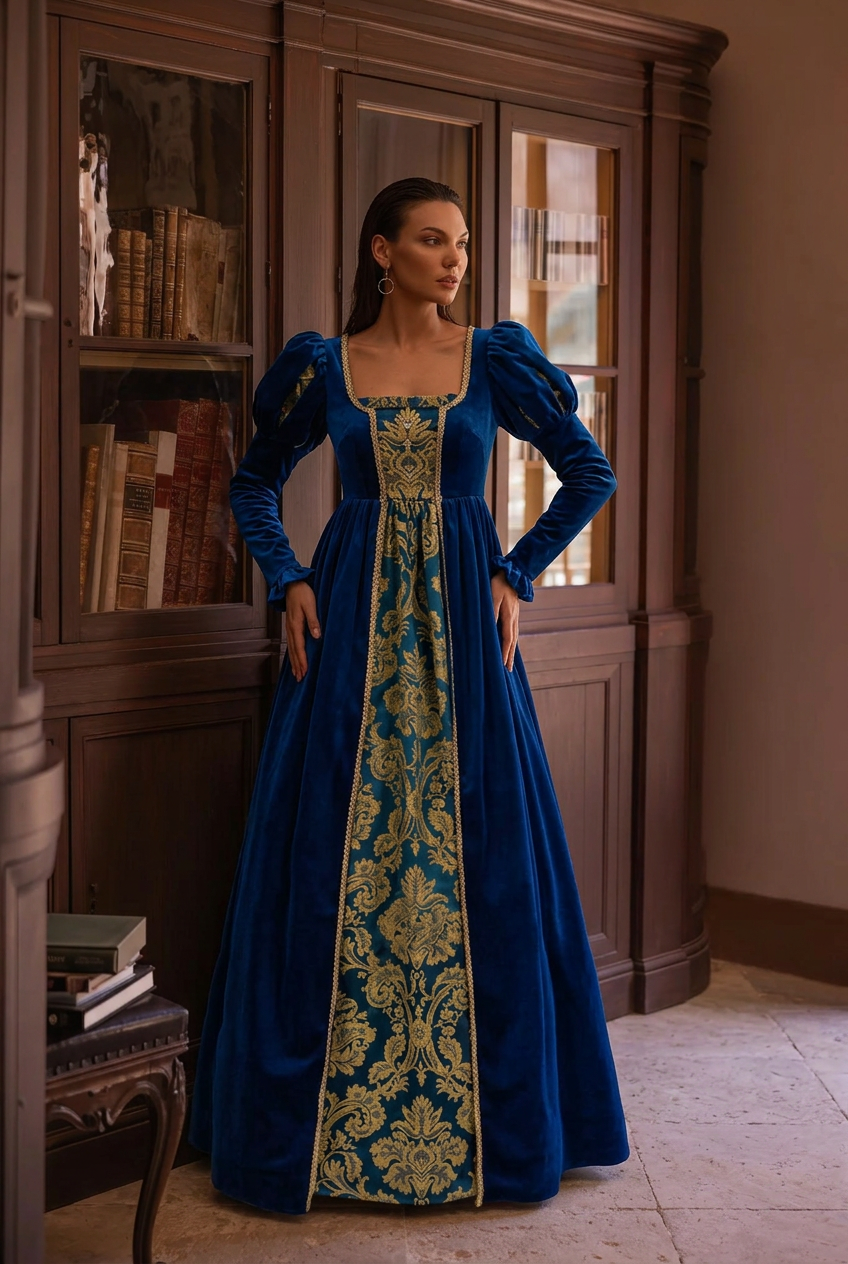 renaissance blue dress New - Dark with LightBlue trim hoop skirt underneath to achieve the look Navy Blue Medieval Renaissance Lady