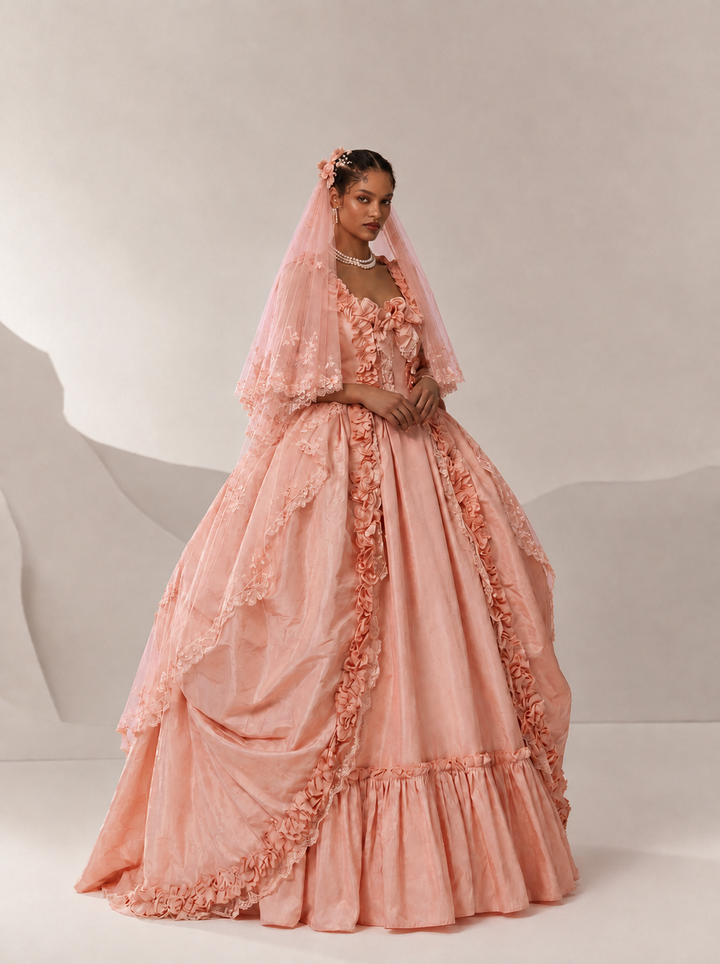 Princess Pink Antique Wedding Dress - Pink Victorian Rococo Ball Gown Baroque dress Plus Size