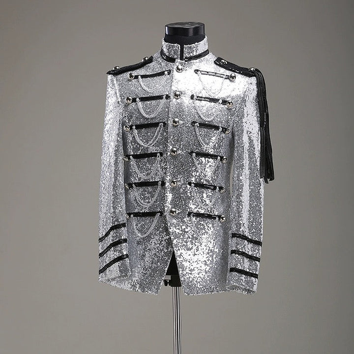 Black and Gold Regency Vintage Menswear - Embroidered Military Jacket for Men Plus Size - WonderlandByLilian